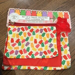 Gummy bear travel pouches and luggage tag